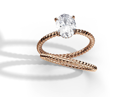 Anillo de oro oval del corte 9K 1.5ct 6×8M M con el diente de Moissanite que fija el tipo