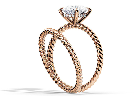 Anillo de oro oval del corte 9K 1.5ct 6×8M M con el diente de Moissanite que fija el tipo