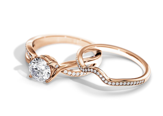 color de la media de 1.25ct Rose Gold Moissanite Engagement Rings VS1 SI1 SI2