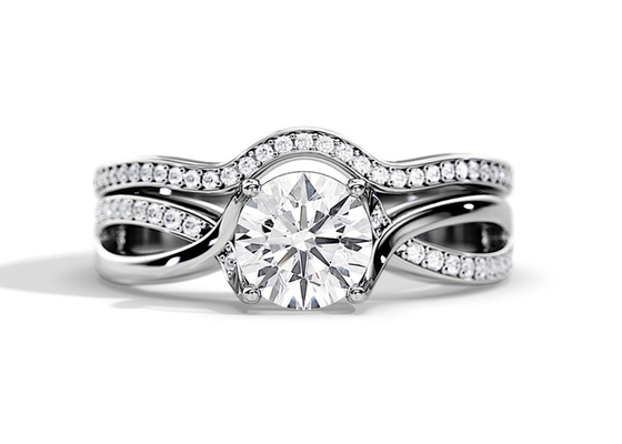 color de la media de 1.25ct Rose Gold Moissanite Engagement Rings VS1 SI1 SI2