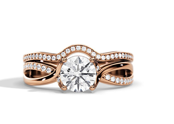color de la media de 1.25ct Rose Gold Moissanite Engagement Rings VS1 SI1 SI2