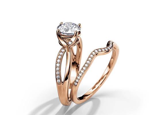 color de la media de 1.25ct Rose Gold Moissanite Engagement Rings VS1 SI1 SI2