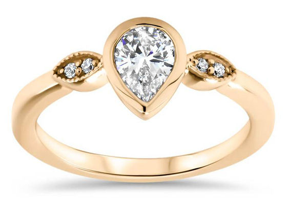anillo de Moissanite del oro de 0.77carat 10k, dimensión del anillo de compromiso 5×7m m del solitario del oro