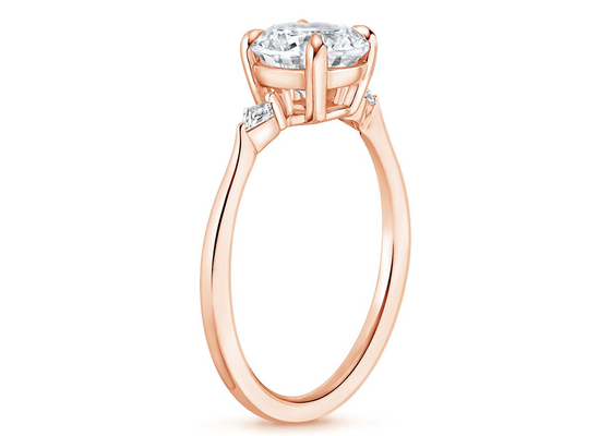 diámetro OV7×9mm 2.1ct de los anillos de 10K Rose Gold Oval Moissanite Engagement