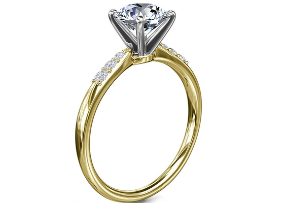 La forma redonda 9K platea la piedra blanca de Ring With 6M M 1.0ct Moissanite