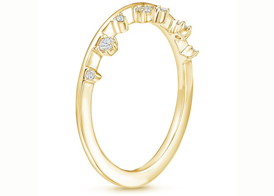 Aalternating clasifica el diamante natural amarillo de Ring With 0.15ct VS1 2m m de la joyería del oro 14K