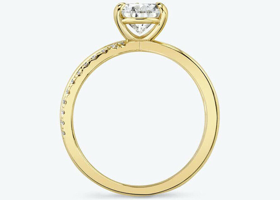 Anillos de oro amarillo del corte 9k de la pera con la dimensión del RD 6×9m m del diamante del laboratorio