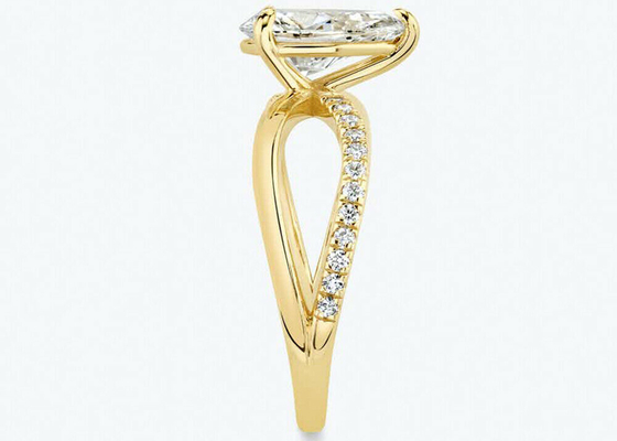 Anillos de oro amarillo del corte 9k de la pera con la dimensión del RD 6×9m m del diamante del laboratorio