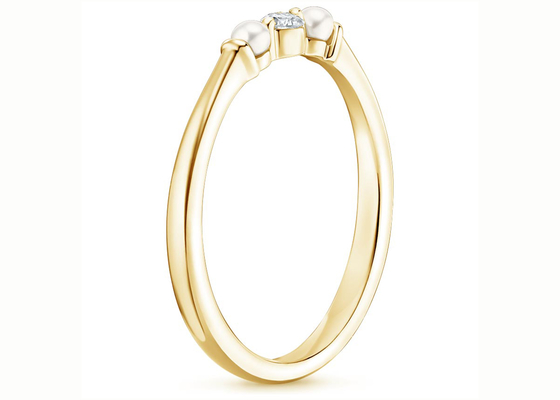 ODM del tamaño de la perla y de Diamond Wedding Ring 2m m del oro amarillo 14K