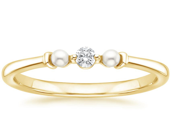 ODM del tamaño de la perla y de Diamond Wedding Ring 2m m del oro amarillo 14K