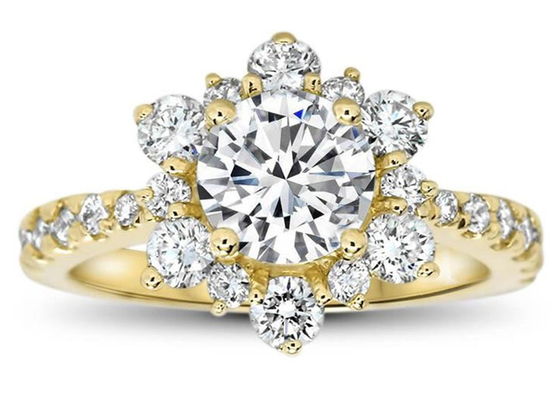 El copo de nieve inspiró el peso de plata del tamaño 1.0ct de 9K Ring With Lab Diamond RD6.5MM
