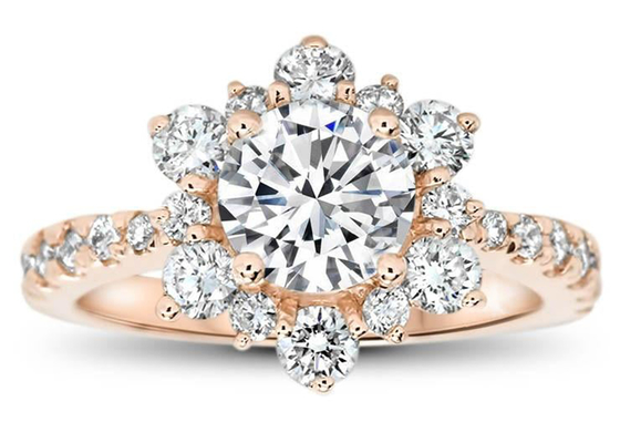 El copo de nieve inspiró el peso de plata del tamaño 1.0ct de 9K Ring With Lab Diamond RD6.5MM