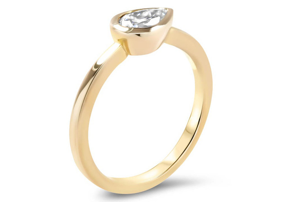 anillo de bodas del oro amarillo 0.77ct, anillo de compromiso del sistema del bisel del ODM para la señora