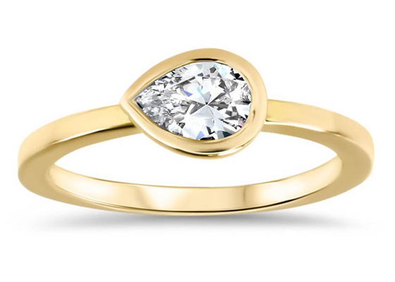 anillo de bodas del oro amarillo 0.77ct, anillo de compromiso del sistema del bisel del ODM para la señora