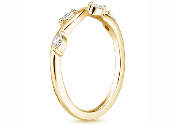 Diamante de enrrollamiento 0.40ct de Ring With 2×4m m de la joyería del oro amarillo del sauce 14K