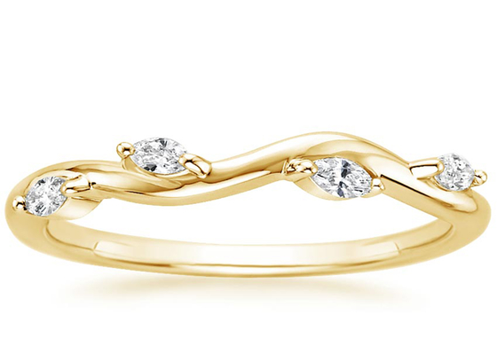 Diamante de enrrollamiento 0.40ct de Ring With 2×4m m de la joyería del oro amarillo del sauce 14K