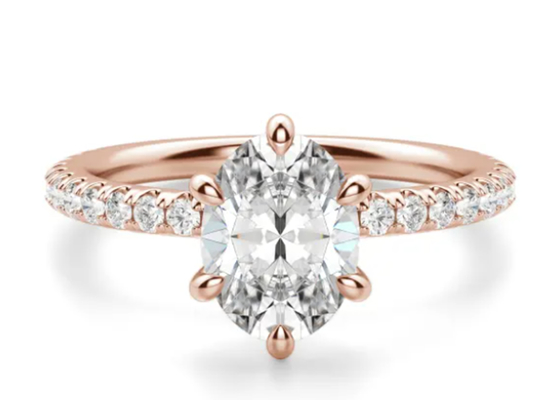 El diente fijó el tipo piedra de Ring Rose Gold Material With 1.5carat 6×8m m de la plata de 9k