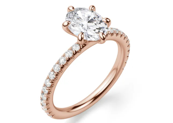 El diente fijó el tipo piedra de Ring Rose Gold Material With 1.5carat 6×8m m de la plata de 9k