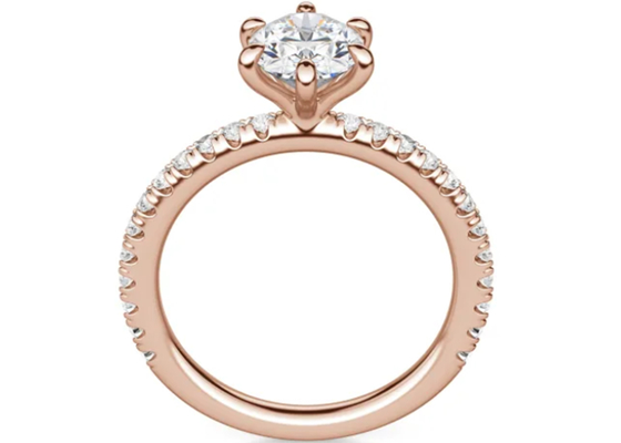 El diente fijó el tipo piedra de Ring Rose Gold Material With 1.5carat 6×8m m de la plata de 9k