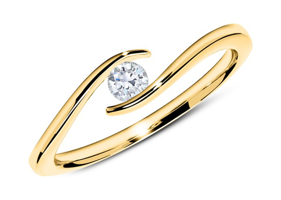 El solitario 14k amarillea el corte de ronda de Diamond Ring 1.5m m del oro con el diamante 0.10ct
