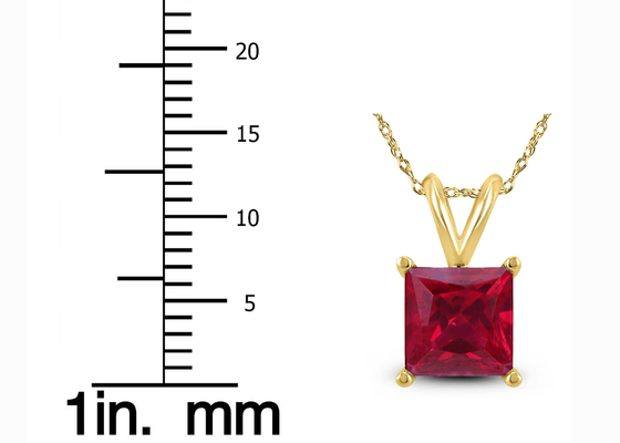 Collares del oro 14K de 7×7M M con Ruby Pendant 2ct para el compromiso