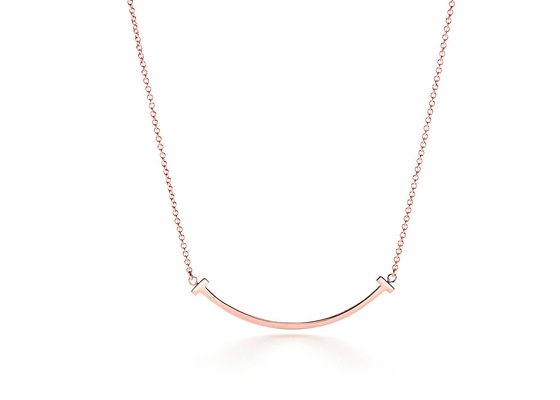 18K Rose Gold Neklace, longitud ajustable pendiente del collar 16-18inch de la sonrisa