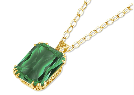 Collares 2.67ct 8×10m m del oro del vintage 14K con Emerald Pendant natural