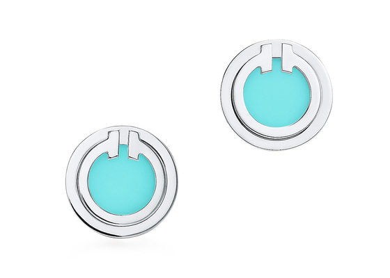 Pendientes del círculo de la turquesa del ODM, peso de los pendientes 2.37g de la turquesa 18k del diámetro 9.65m m