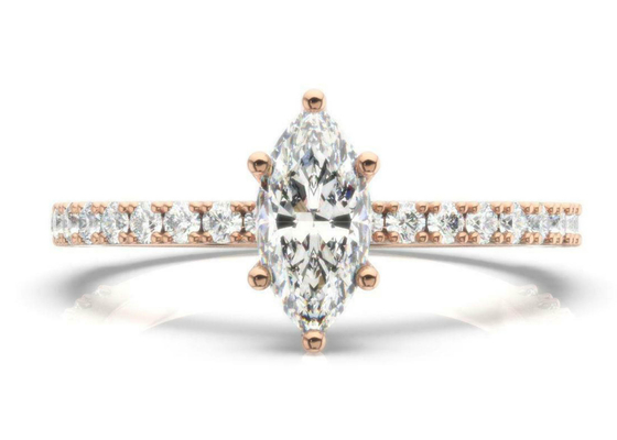 Peso Marquise Cut de D VS1 18K Rose Gold Ring 2CT para el compromiso