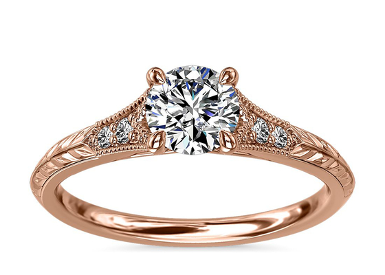 oro Moissanite crecido laboratorio Ring Dia RD6mm 0.8ct de 14K Roose para casarse