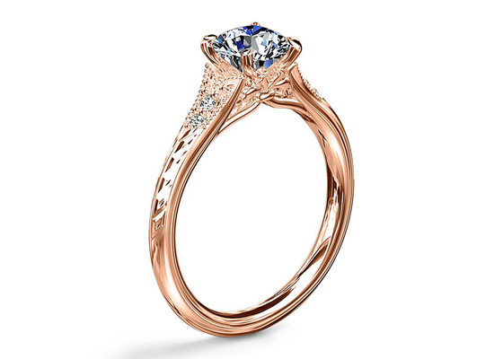 oro Moissanite crecido laboratorio Ring Dia RD6mm 0.8ct de 14K Roose para casarse