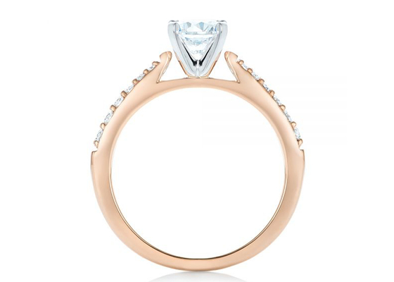 Garra que fija el ODM del OEM del tamaño de Rose Gold Moissanite Band Rings 5.5M M