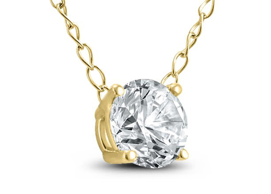 4m m 0.23ct Diamond Solitaire Necklace, 4 collar del oro amarillo de los dientes 14k