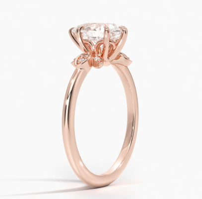 anillo de oro de la joyería de 14K 0.77ct Rose Gold Pear Cut Wedding Moissanite