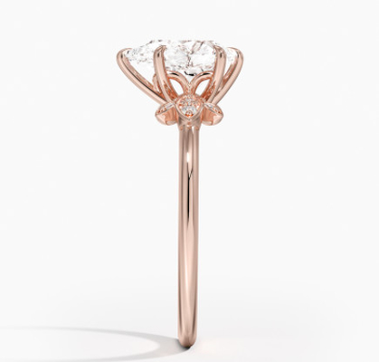 anillo de oro de la joyería de 14K 0.77ct Rose Gold Pear Cut Wedding Moissanite