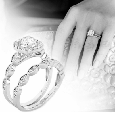 Sistema nupcial de los anillos de bodas 0.90CT, ODM de Diamond Engagement Ring del cuadrado