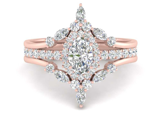 Anillos de SI1 0.62CT Rose Gold Double Halo Engagement para nupcial