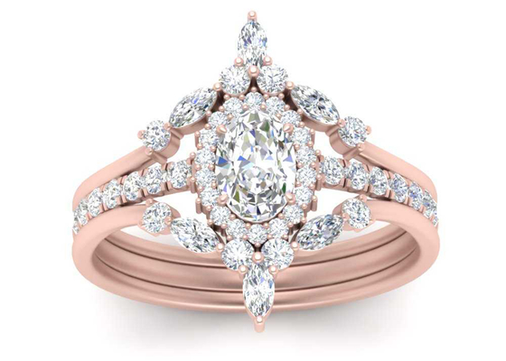 Anillos de SI1 0.62CT Rose Gold Double Halo Engagement para nupcial