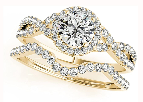 Mujeres alrededor de los anillos de compromiso cortados del halo, ODM nupcial de Ring Set de la boda 0.45CT
