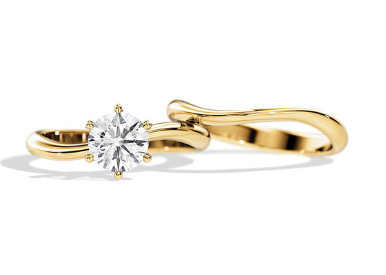 Sistema Diamond Engagement Wedding Rings del solitario con el diamante natural de 1.0CT 6.5m m