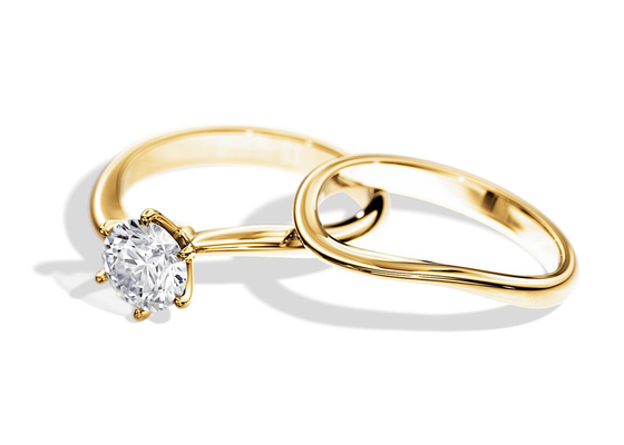 Sistema Diamond Engagement Wedding Rings del solitario con el diamante natural de 1.0CT 6.5m m