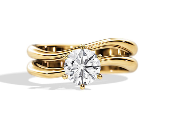 Sistema Diamond Engagement Wedding Rings del solitario con el diamante natural de 1.0CT 6.5m m