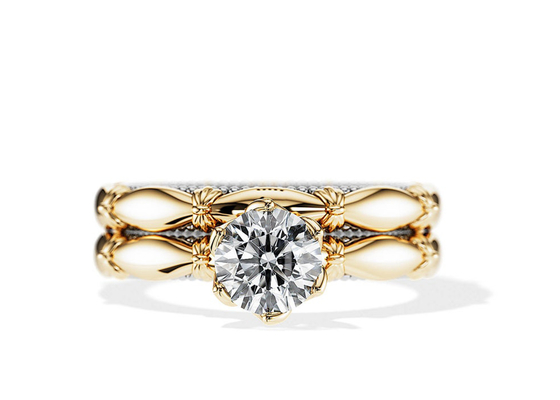 ODM material del oro de Diamond Engagement Wedding Rings Solid 18K del solitario del OEM