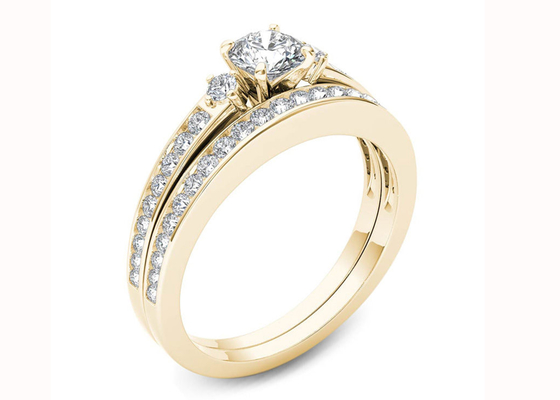 Material del oro de 0.48CT Moissanite Diamond Engagement Wedding Rings 18K