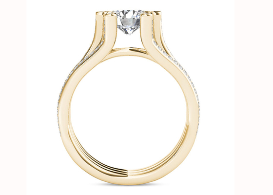 Peso del total del oro amarillo 126PCS Diamond Engagement Wedding Rings 1.26CT