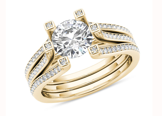 Peso del total del oro amarillo 126PCS Diamond Engagement Wedding Rings 1.26CT