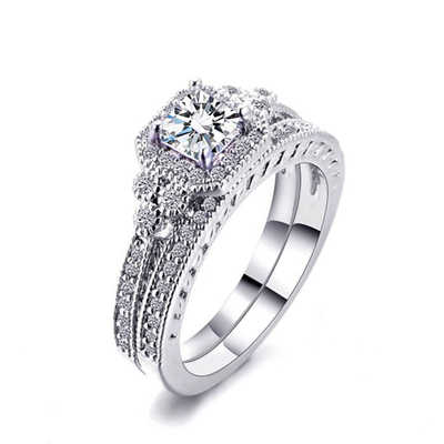 0.62ct princesa Cut Diamond Ring, anillos de compromiso de 2 quilates de 62PCS Moissanite