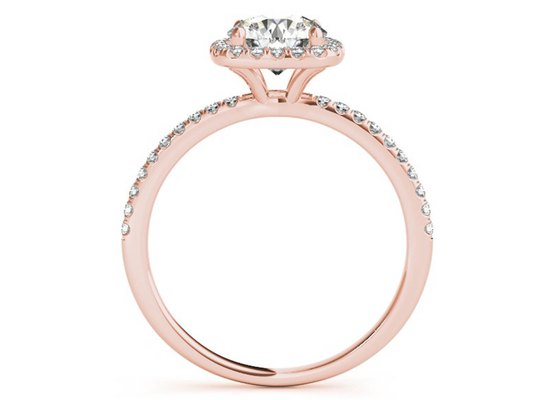 Cuadrado Diamond Rose Gold Ring, del diente ODM ocultado 0.35CT del anillo de compromiso del halo