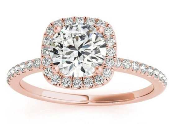 Cuadrado Diamond Rose Gold Ring, del diente ODM ocultado 0.35CT del anillo de compromiso del halo
